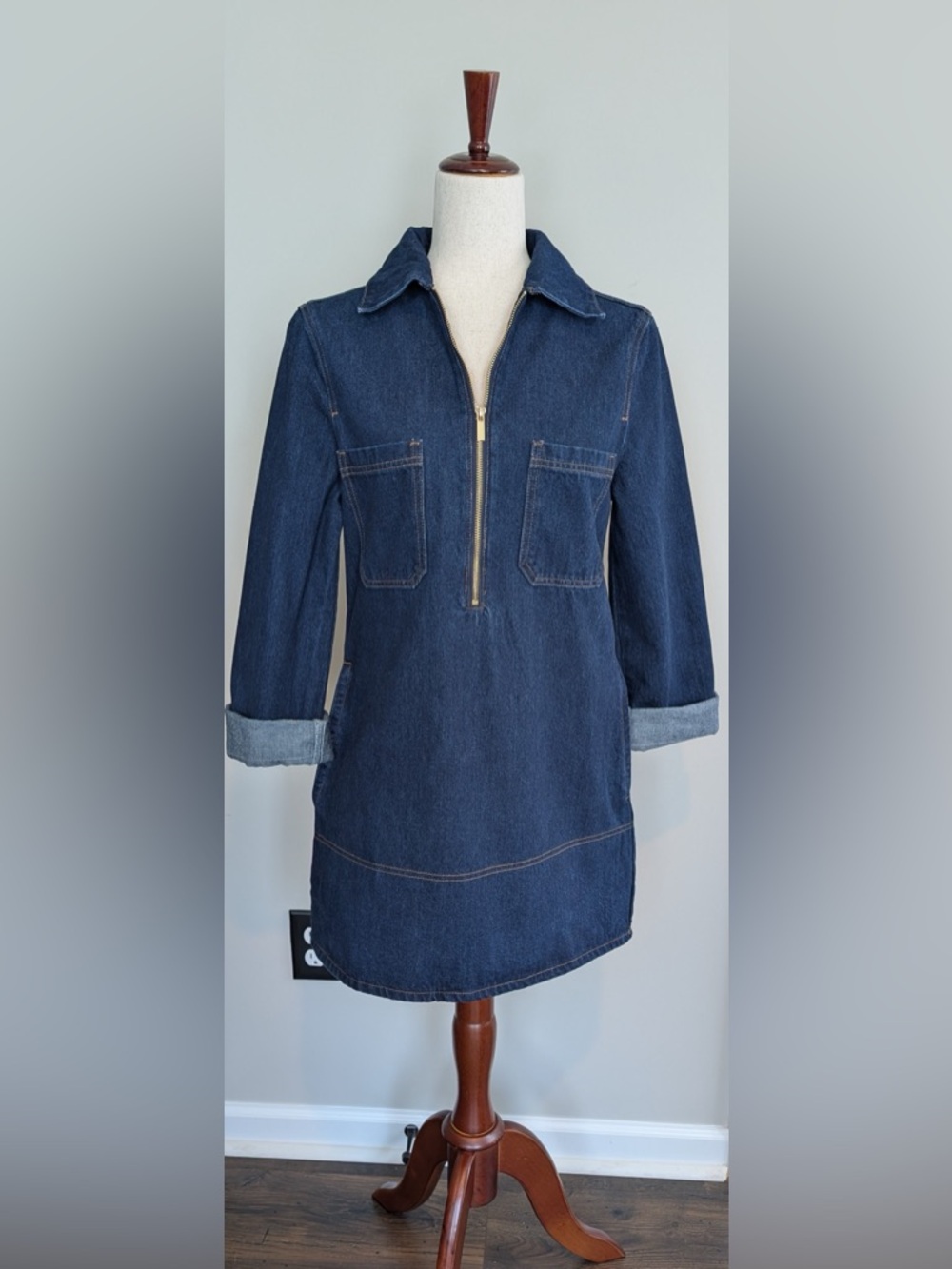 Seed Heritage Women’s Long Sleeve Denim Mini Dress Dark Wash Size 6
